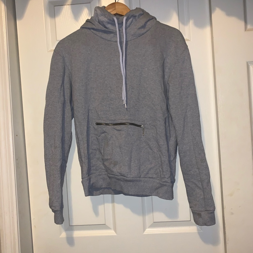 BoohooMAN Mock Neck Hoodie w/ Zipper Pocket